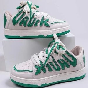 Green womens graphic sneakers